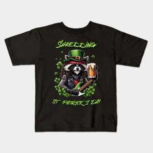 St-Patrick's Day cool Racoon shredder design Kids T-Shirt